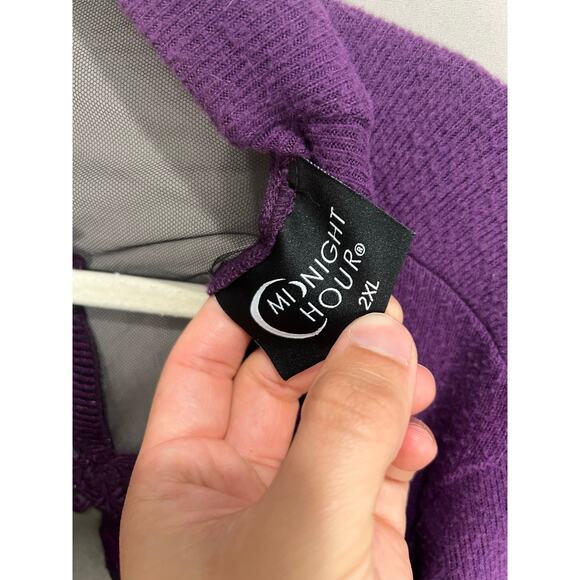 Midnight Hour Moon Sword Embroidered Purple Cardigan Sz XXL Whimsy Goth Fairy - Picture 3 of 13